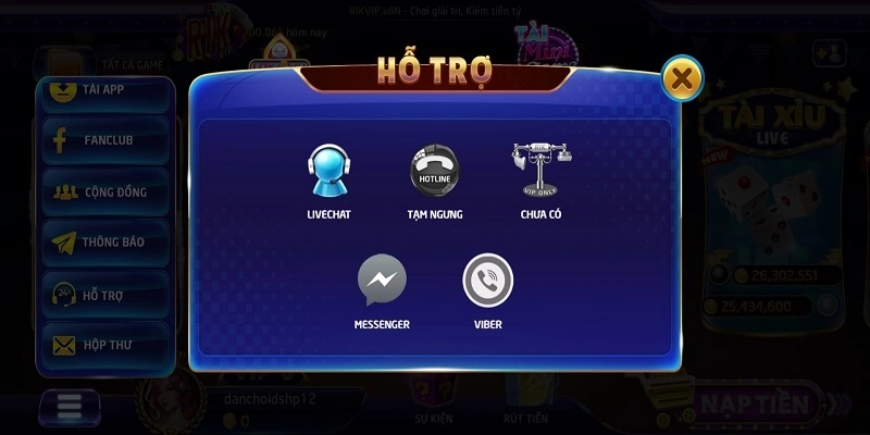 LIÊN HỆ RIKVIP 3 Liên hệ qua Live Chat
